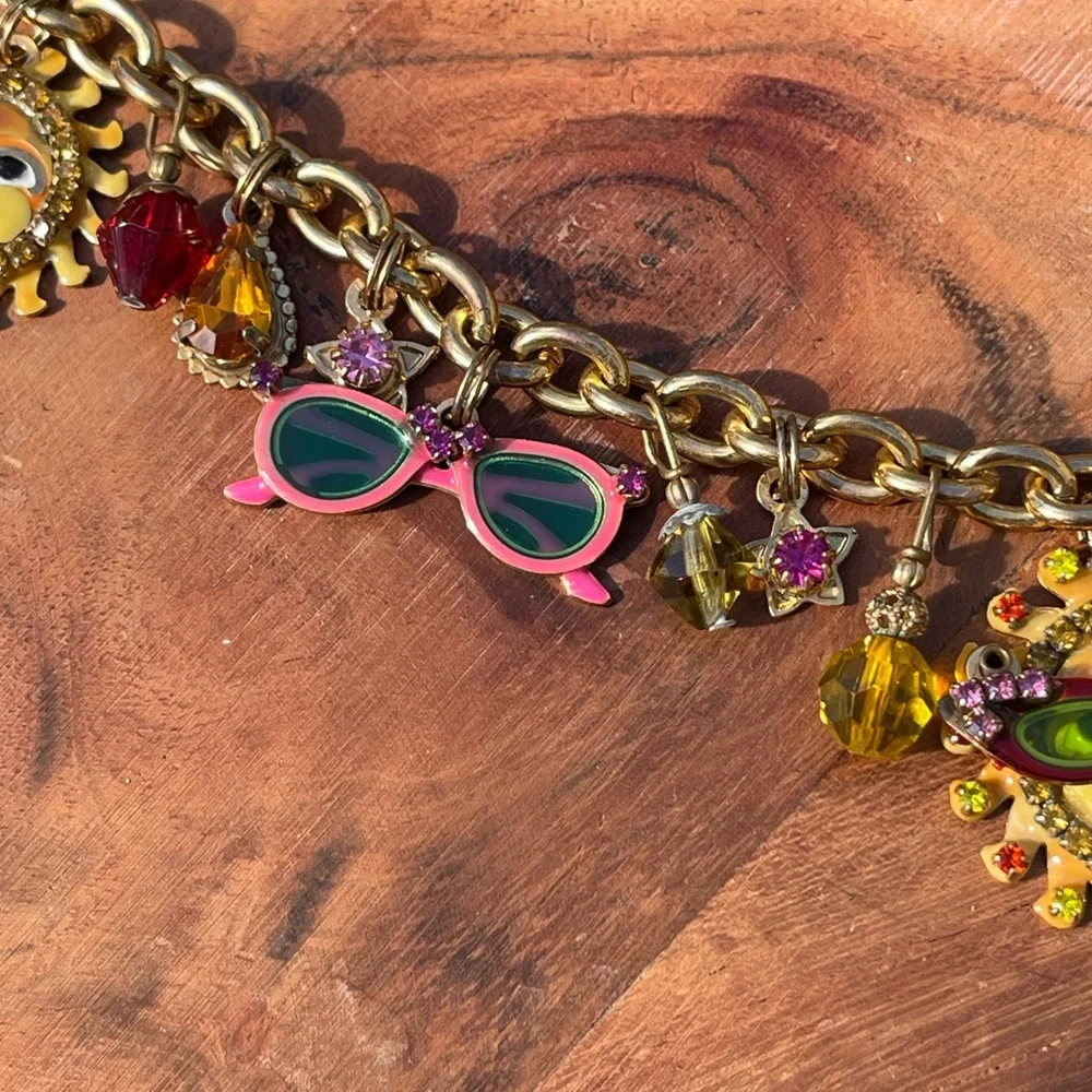 Vintage Lunch at the Ritz 2GO Sun Face Sunglasses Charm Anklet Bracelet 10” Rare - Picture 4 of 7